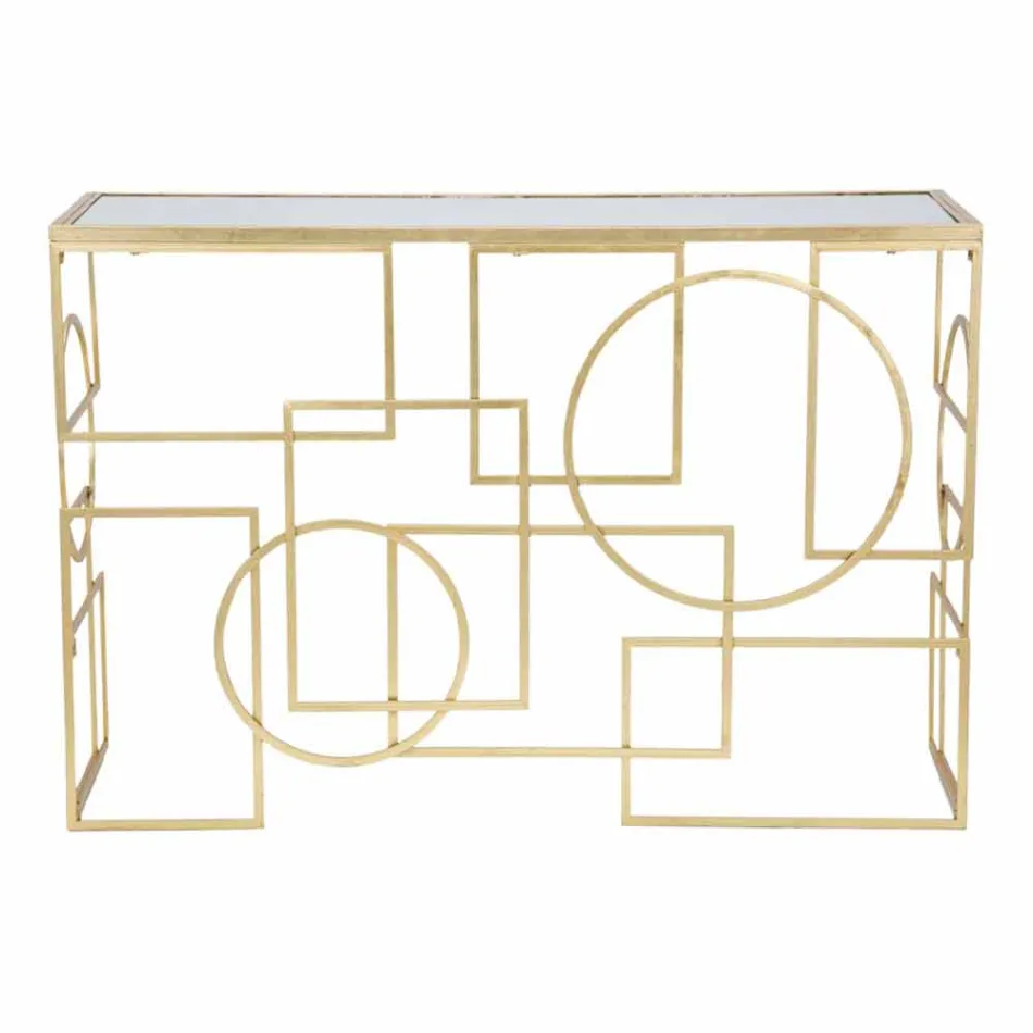 Console rectangulaire de design moderne en fer et miroir - Billie Viadurini
