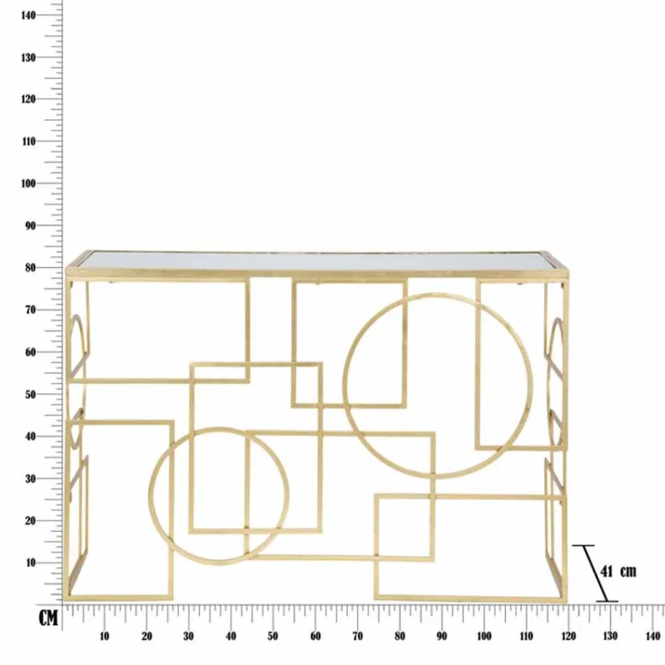 Console rectangulaire de design moderne en fer et miroir - Billie Viadurini
