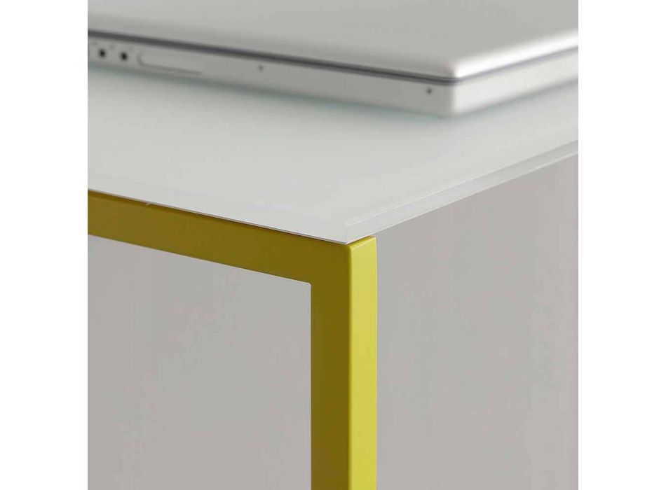 Console de salon en cristal blanc avec base en métal Made in Italy - Iridio Viadurini