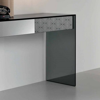 Bureau console en verre fumé avec tiroir Made in Italy - Mantra
