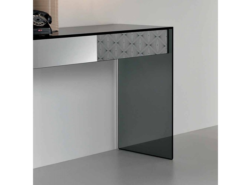 Bureau console en verre fumé avec tiroir Made in Italy - Mantra Viadurini