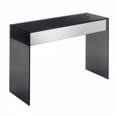 Bureau console en verre fumé avec tiroir Made in Italy - Mantra Viadurini
