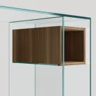 Bureau console en verre extra-clair et bois Made in Italy - Damiano Viadurini