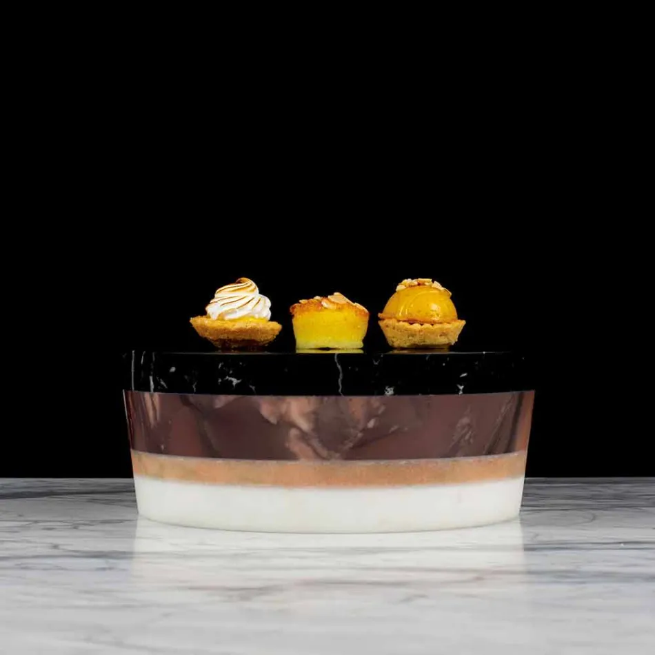 Conteneur de centre de table en marbre laminé de luxe italien - Leonida Viadurini