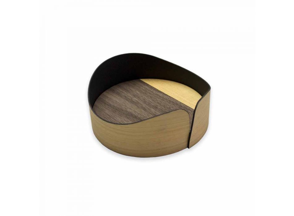 Boîte circulaire moderne en bois véritable fabriquée en Italie - Stan Viadurini
