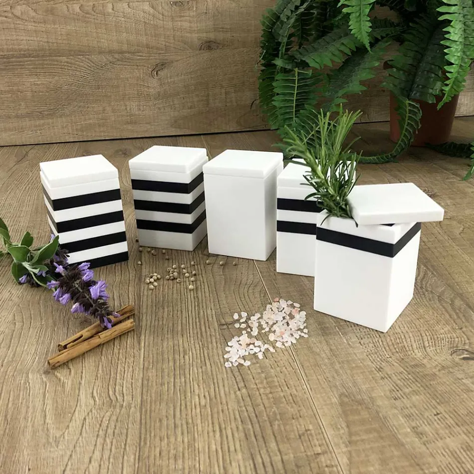 Récipient à épices avec bouchon en corian italien de haute qualité - Épicé Viadurini