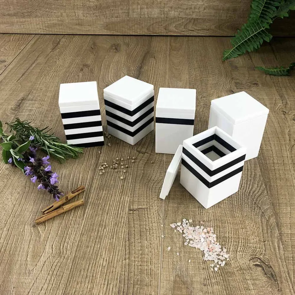 Récipient à épices avec bouchon en corian italien de haute qualité - Épicé Viadurini