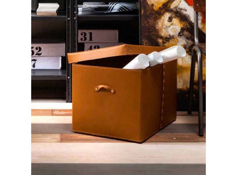 Boîte de rangement moderne en cuir régénéré fabriqué en Italie - Gabry Viadurini