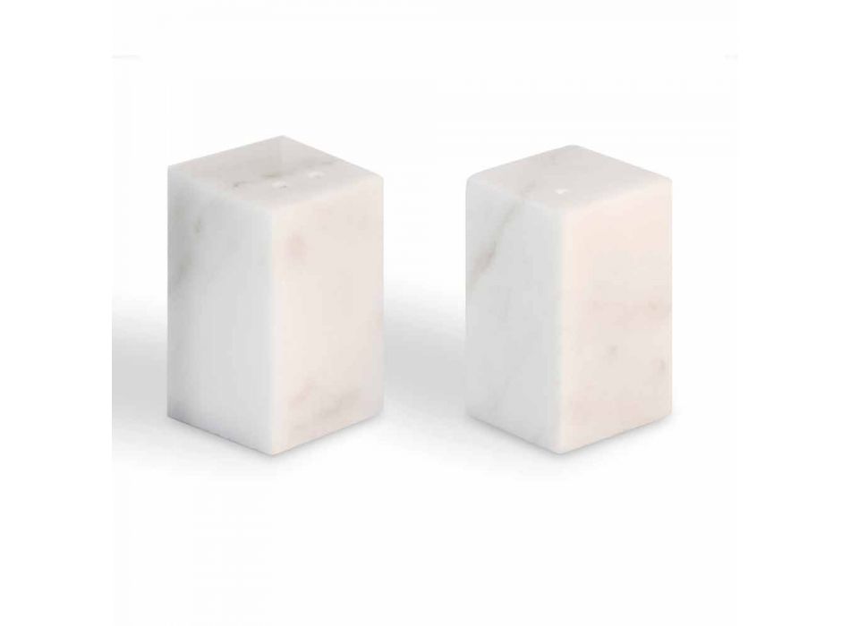 Récipients à sel et poivre en marbre blanc de Carrare fabriqués en Italie - Julio Viadurini