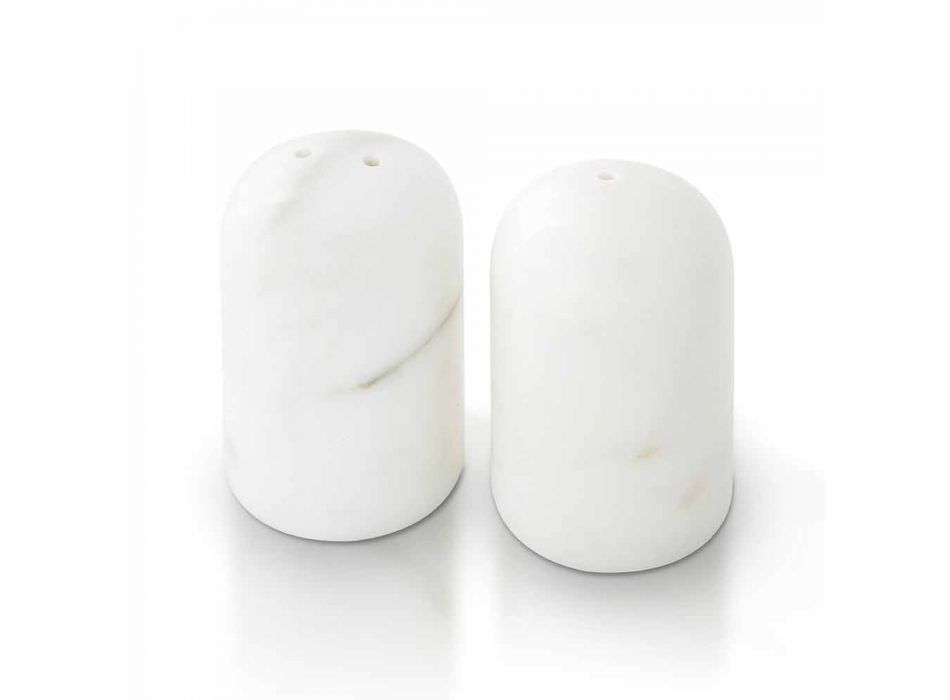 Récipients à sel et à poivre en marbre de Carrare et Marquinia fabriqués en Italie - Xino Viadurini