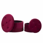 Paire de Poufs de Rangement Modernes Ronds Bordeaux en Bois et Velours - Wallace Viadurini