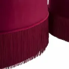 Paire de Poufs de Rangement Modernes Ronds Bordeaux en Bois et Velours - Wallace Viadurini