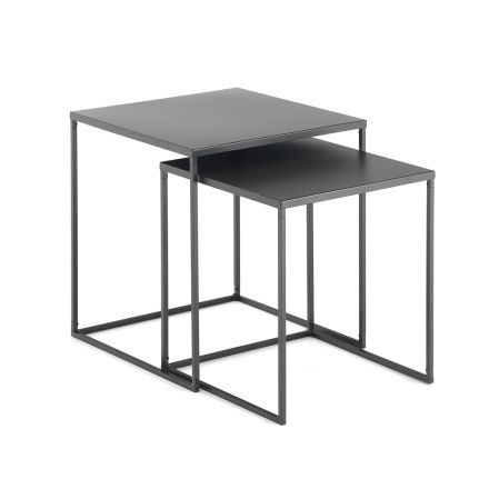 Paire de Tables Basses en Acier Peint Anthracite - Sospiro Viadurini