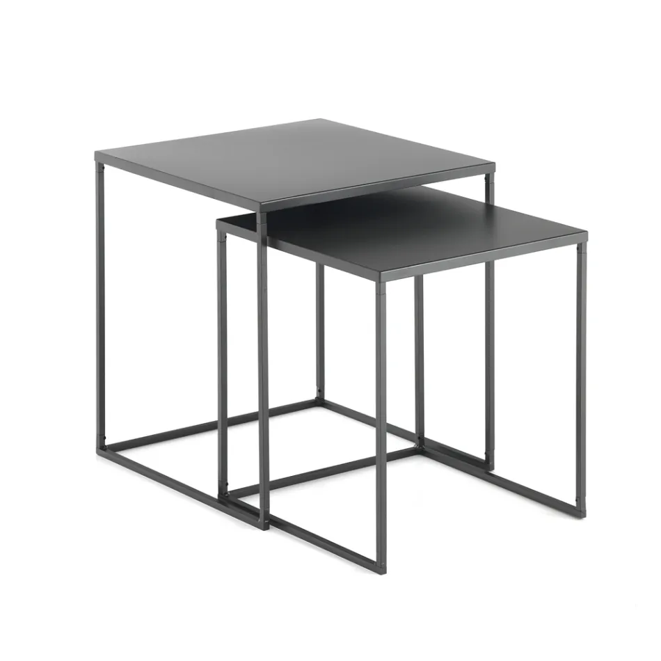 Paire de Tables Basses en Acier Peint Anthracite - Sospiro Viadurini