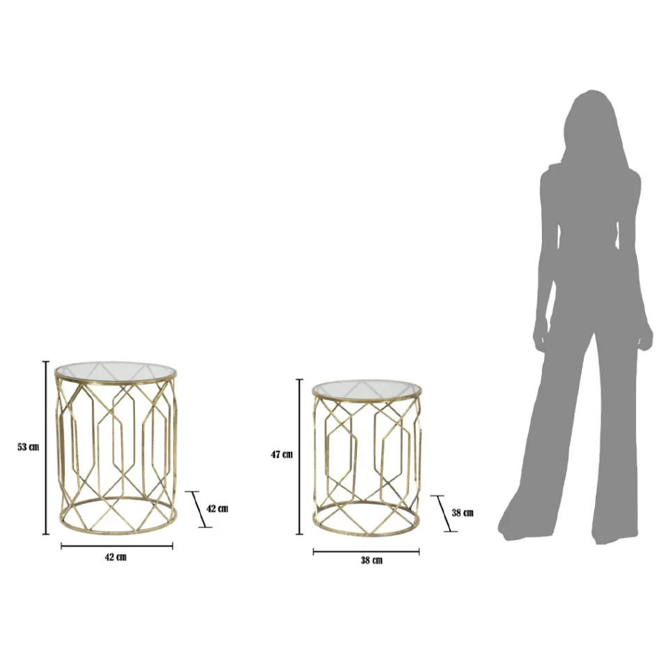 Paire de Tables Basses en Fer avec Plateau Rond en Verre - Etro Viadurini