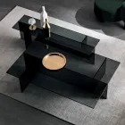 Paire de tables basses modernes en verre fumé fabriquées en Italie - Sestola Viadurini