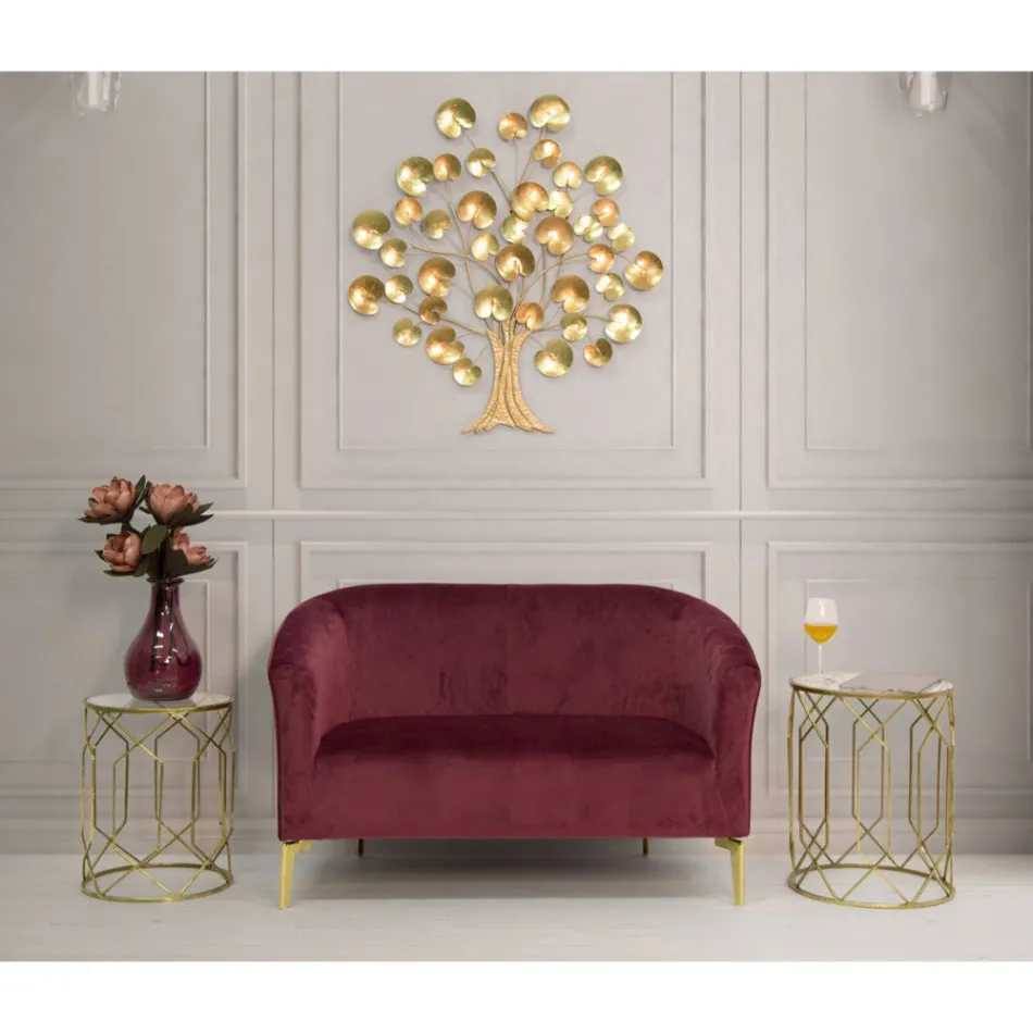 Paire de Tables Basses en Fer Doré avec Plateau Rond en Verre - Etro Viadurini