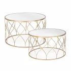 Paire de tables basses rondes en verre et acier Homemotion - Amarillide Viadurini
