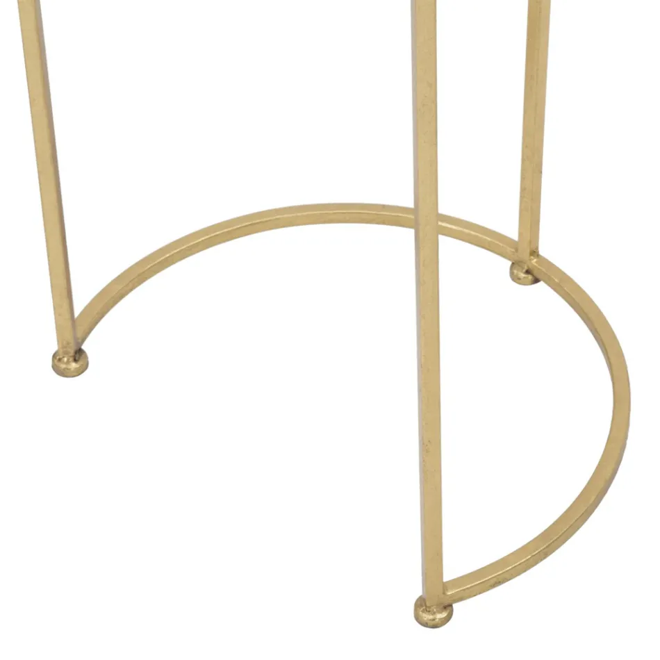 Paire de Tables Basses Rondes en Verre et Fer Doré - Avola Viadurini