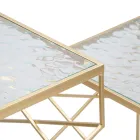 Paire de Tables Téléphoniques Carrées en Fer Doré et Plateau en Verre - Pape Viadurini