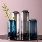Paire de Vases Décoratifs en Verre Coloré Bleu et Fumé, Design Moderne - Adriano Viadurini