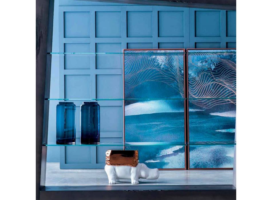 Paire de Vases Décoratifs en Verre Coloré Bleu et Fumé, Design Moderne - Adriano Viadurini