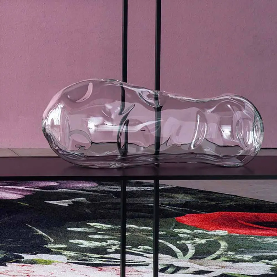 Paire de Vases Décoratifs en Verre Soufflé Transparent, Fabriqués en Italie - Pedro Viadurini