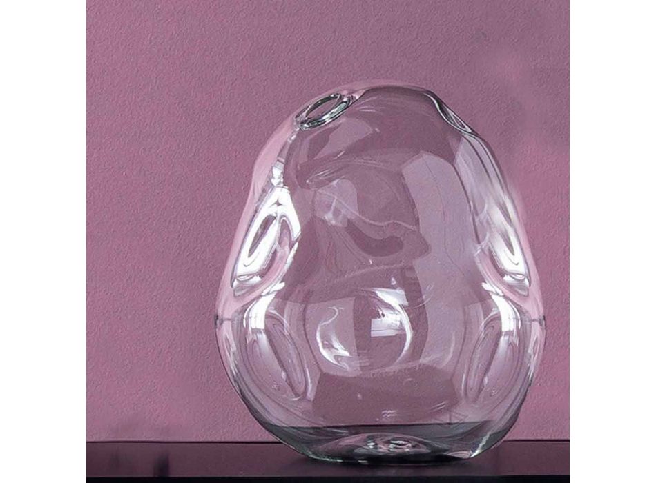 Paire de Vases Décoratifs en Verre Soufflé Transparent, Fabriqués en Italie - Pedro Viadurini