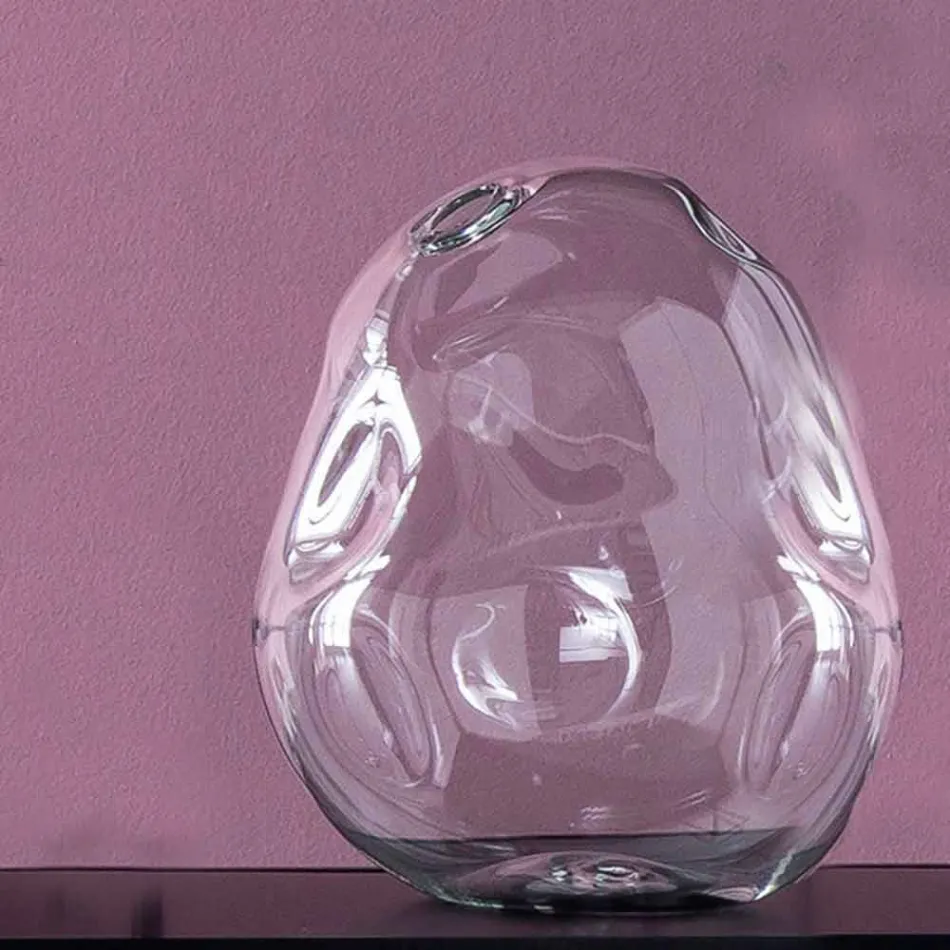 Paire de Vases Décoratifs en Verre Soufflé Transparent, Fabriqués en Italie - Pedro Viadurini