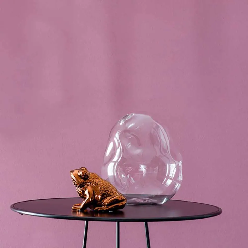 Paire de Vases Décoratifs en Verre Soufflé Transparent, Fabriqués en Italie - Pedro Viadurini