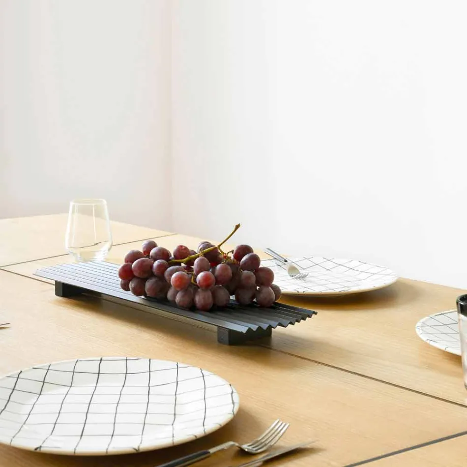 Paire de plateaux en acier laqué noir ou or design moderne - Savona Viadurini