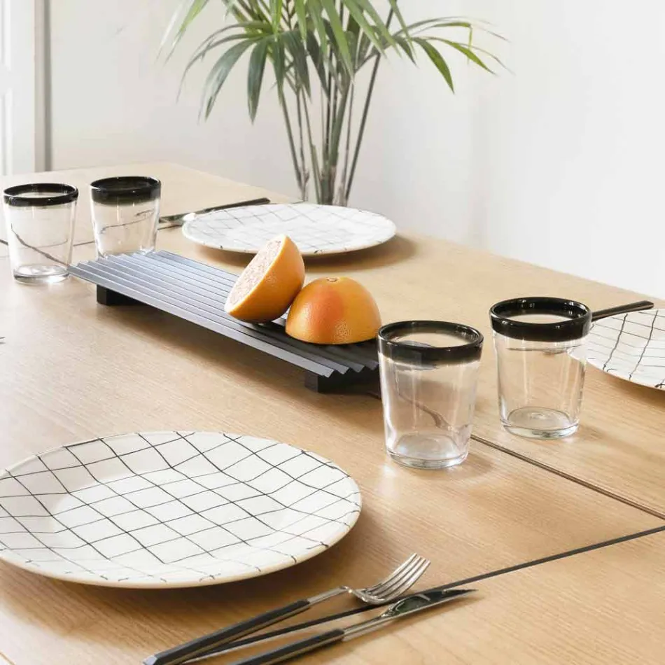 Paire de plateaux en acier laqué noir ou or design moderne - Savona Viadurini