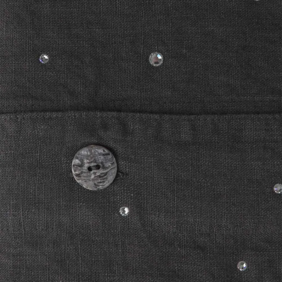 Housse de couette en lin noir avec cristaux pour lit double de luxe - Damante Viadurini