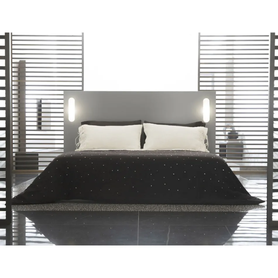 Housse de couette en lin noir avec cristaux pour lit double de luxe - Damante Viadurini