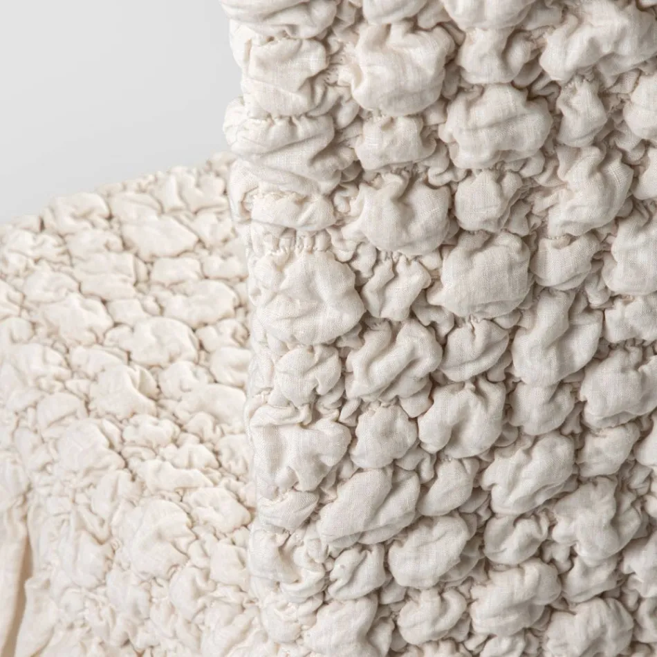 Housse de chaise élégante avec dossier pour salon en lin brodé - Panteo Viadurini