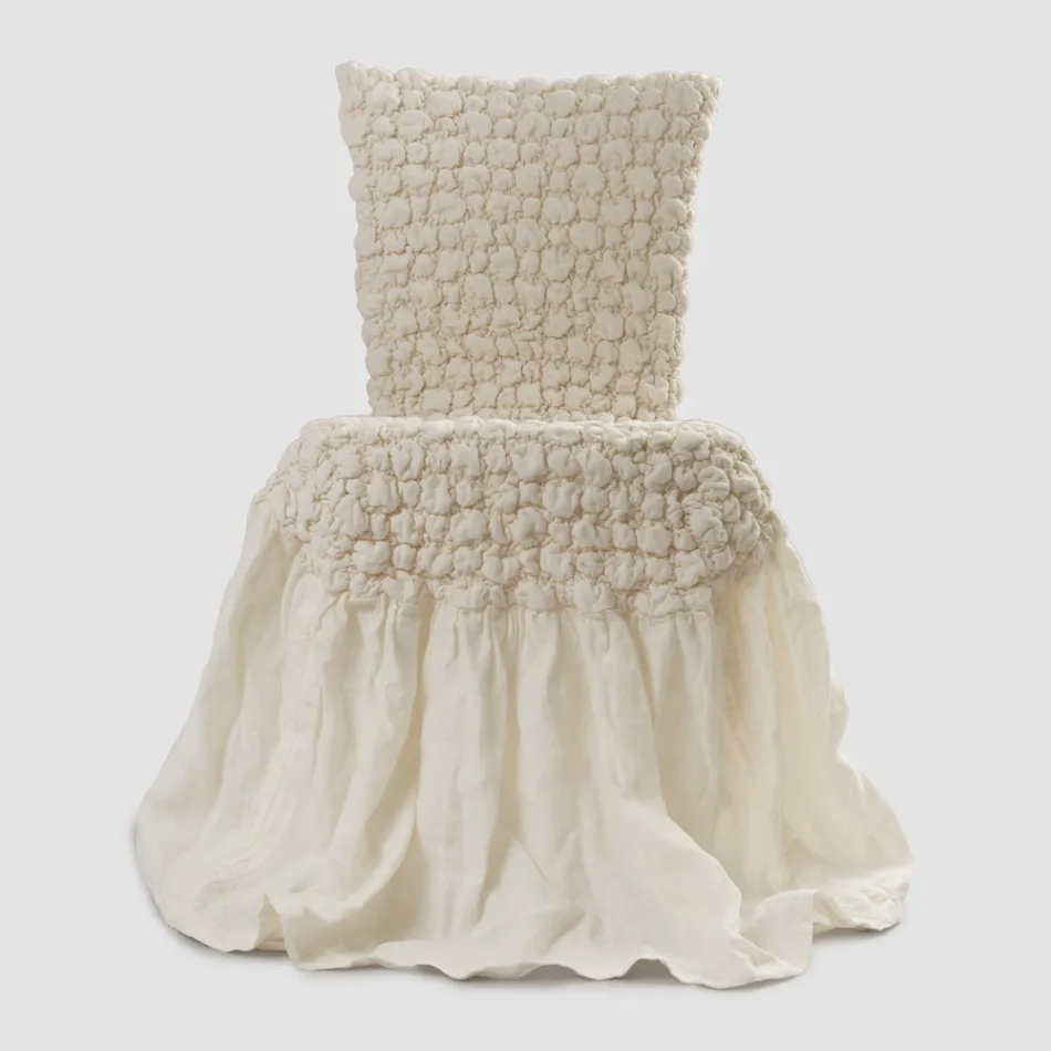 Housse de chaise élégante avec dossier pour salon en lin brodé - Panteo Viadurini