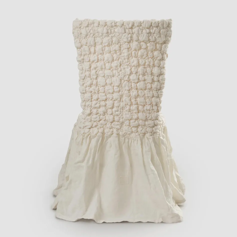 Housse de chaise élégante avec dossier pour salon en lin brodé - Panteo Viadurini