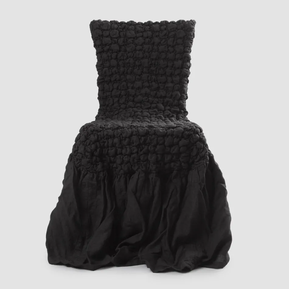 Housse de chaise élégante avec dossier pour salon en lin brodé - Panteo Viadurini