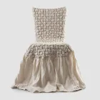 Housse de chaise élégante avec dossier pour salon en lin brodé - Panteo Viadurini