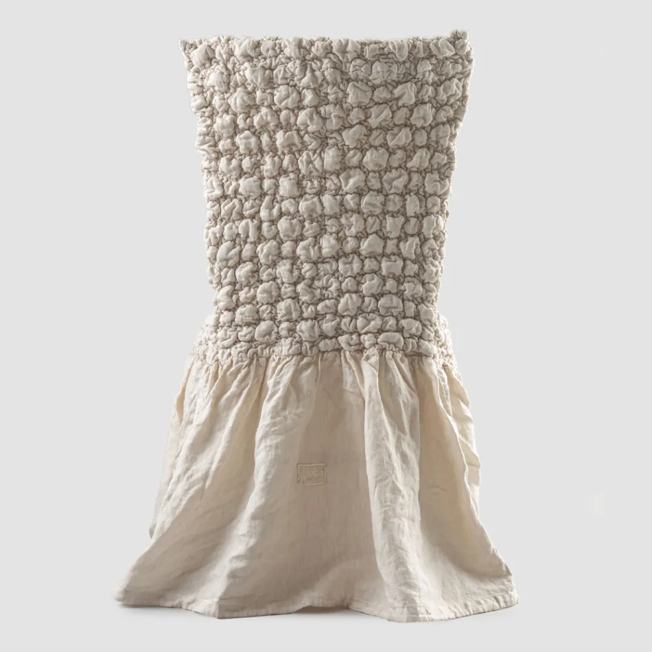 Housse de chaise élégante avec dossier pour salon en lin brodé - Panteo Viadurini