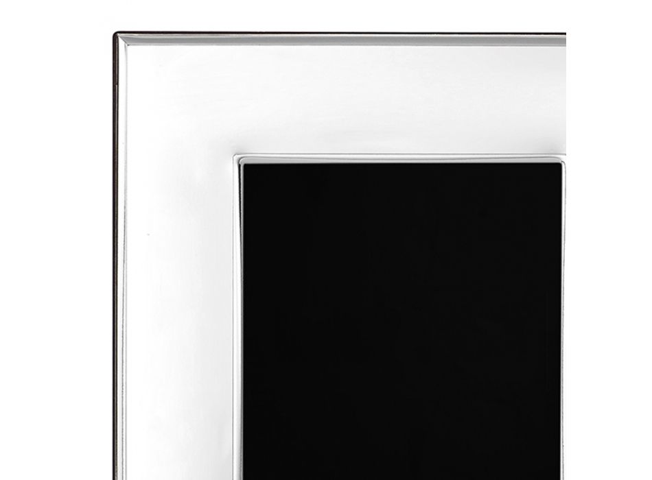 Cadre photo moderne au design vertical en argent, verre et bois - Sammy Viadurini