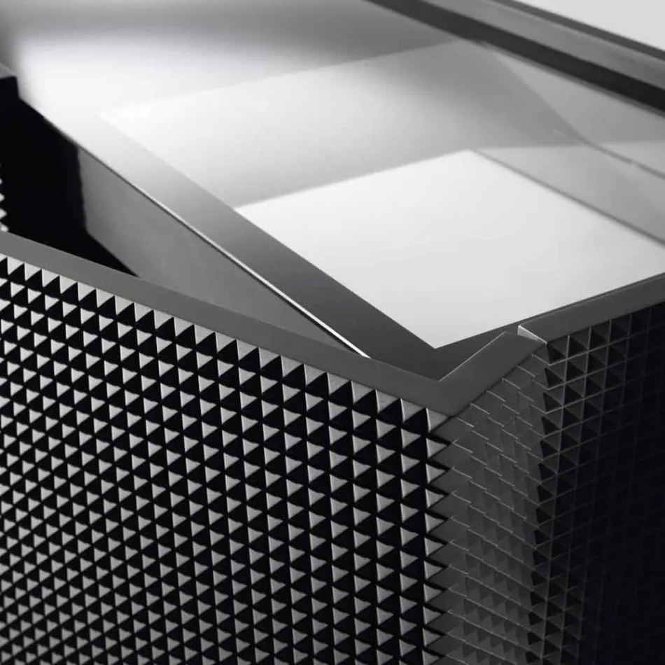 Enfilade deux portes noires avec 2 portes et tiroirs retrait Flora Viadurini