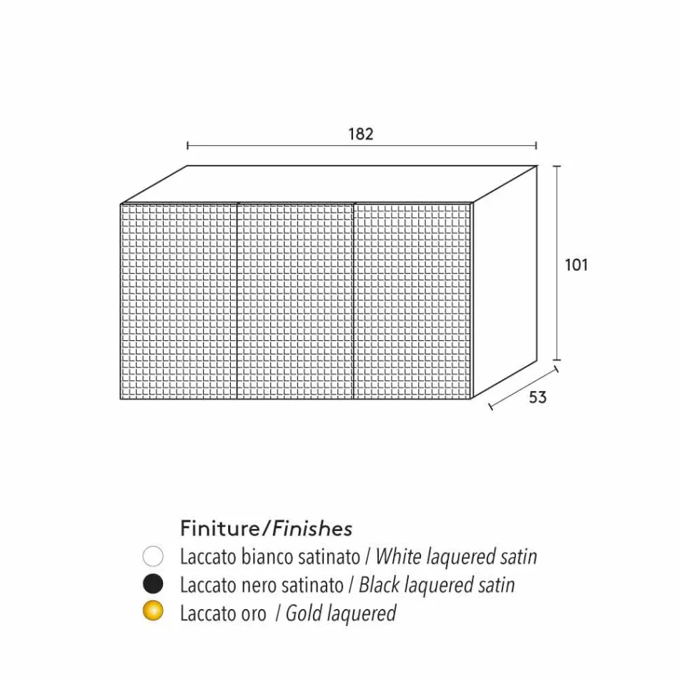 Enfilade deux portes noires avec 2 portes et tiroirs retrait Flora Viadurini