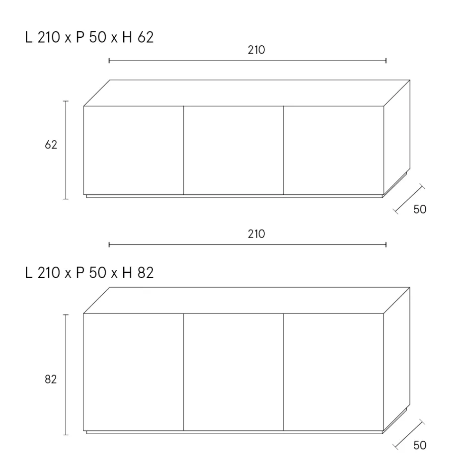Buffet 3 portes avec 3 étagères intérieures en bois et MDF - Pesci Viadurini