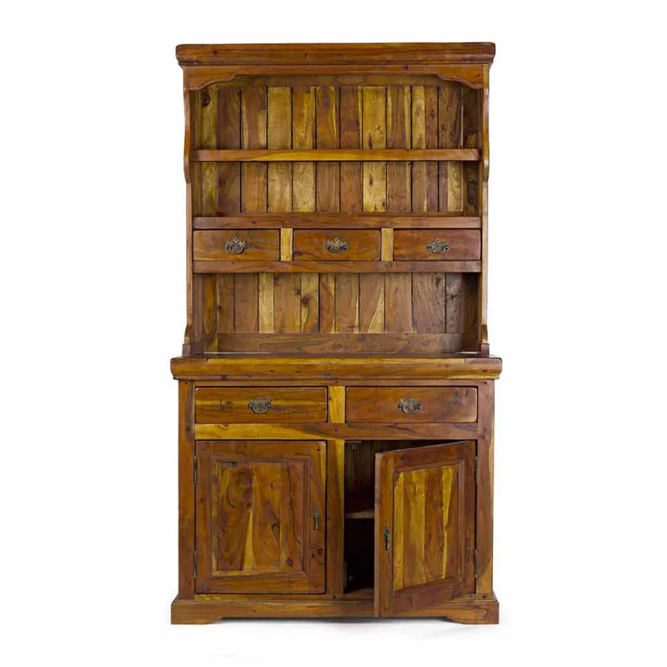 Buffet haut de style classique avec structure en bois d'acacia massif - Umami Viadurini