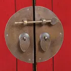 Enfilade basse vintage avec 2 portes en bois d'orme rouge Homemotion - Konan Viadurini