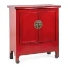 Enfilade basse vintage avec 2 portes en bois d'orme rouge Homemotion - Konan Viadurini