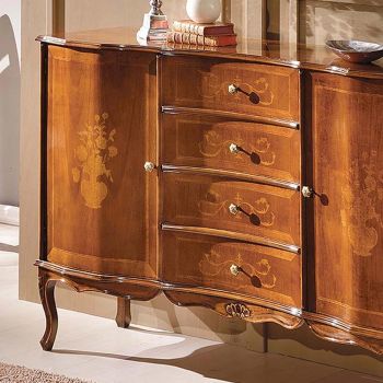 Buffet en bois classique 2 portes et 4 tiroirs Made in Italy - Windsor