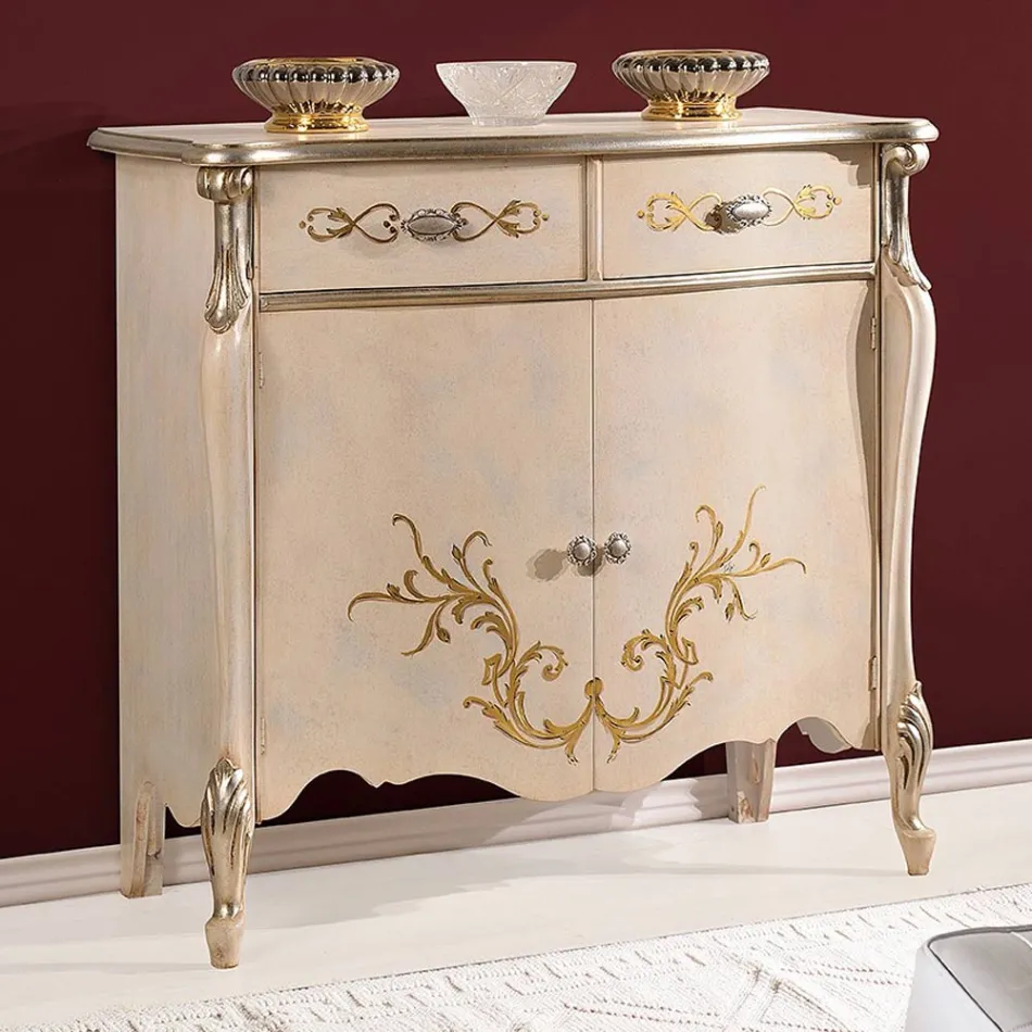 Buffet en bois de salon classique avec incrustations Made in Italy - Ottaviano Viadurini