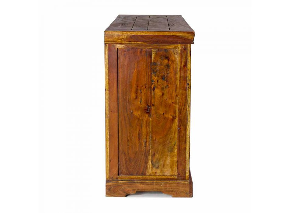 Buffet classique en bois d'acacia massif finition rustique et antique - Enia Viadurini